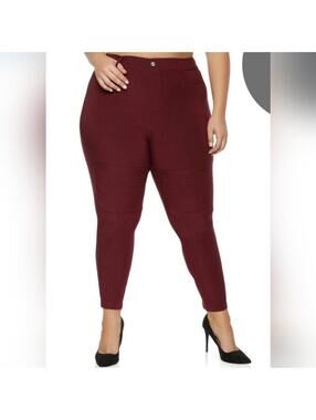 Burgundy Pull On Pants Leggings Plus Size 1X